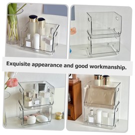 LIFKOME 2pcs Transparent Desktop Storage Box Stackable Organizing Container for Makeup Accessories Durable Pet Material for Bedroom Bathroom Living Room Organization