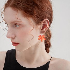 coadipress Cute Thanksgiving Turkey Pumpkin Maple Leaf Dangle Earrings for Women Lightweight Holiday Dangle Earrings Thanksgiving Fall Wooden Earrings (Red Maple Leaf)