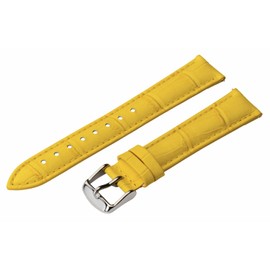Clockwork Synergy - 2 Piece Ss Leather Classic Croco Grain Interchangeable Replacement Watch Band Strap 24mm - Solid Yellow - Men Women