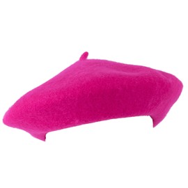 ZAKIRA Wool French Beret for Men and Women in Plain Colours (Fuchsia)