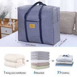 ZCHI Waterproof Large Storage Bag for House Moves, Storage Container for Ornaments, Large Durable for Bedding, Clothes, Blankets, Pillows, Quilt Season Item Storage (Blue)