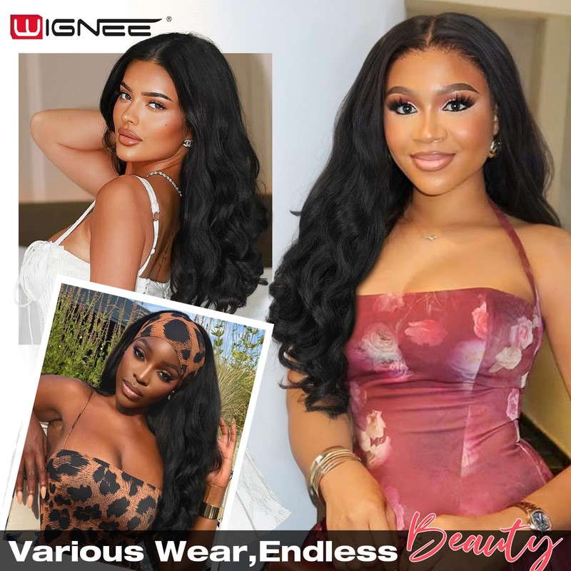 WIGNEE V Part Yaki Curly Wig Natural Look for Women