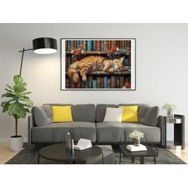 DIY Counted Stamped Cross Stitch Kits for Adults 14 Count Cross Stitch Patterns Animal cat Flowers Book Printed Cross Stitch Kits for Adults (Animal Cat Books)