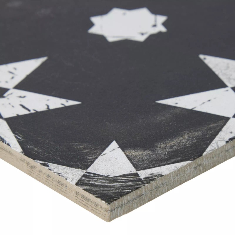 Industry Tile 8x8 Black and White Distressed Groove Porcelain Tile