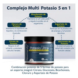 Potasio Ultra Complejo 5 en 1 Newmanity 240 capsulas con Citrato de Magnesio y Potasio, Gluconato de Potasio, Bicarbonato de Potasio, Cloruro de...   