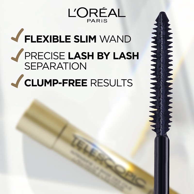 L'Oreal Paris Telescopic High-Precision Lengthening Mascara, Precise Application for Up