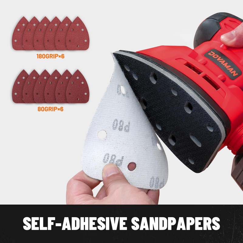 DOVAMAN 130W Detail Sander, 12000RPM Palm Sander Tool