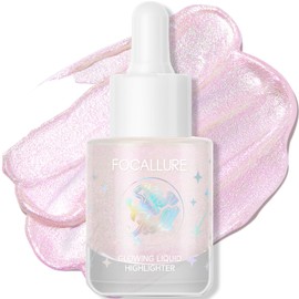 FOCALLURE Starfall Glowing Liquid Highlighter, Shimmering Body Oil, Non-Sticky Shimmer Liquid Luminizer, Non-Greasy, Face & Body Glitter Makeup for Costumes, Cosplay, Rave Festival, OMINOUS LIGHT