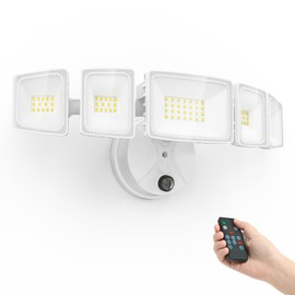 iMaihom 5 Adjustable Heads Dusk to Dawn Led Outdoor Lighting, 55W Flood Lights Outdoor with Remote Control, 5000LM 6500K Photocell Floodlights, IP65 Waterproof Exterior Security Light for Yard (White)