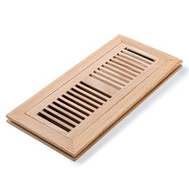 Razo White Oak Wood Flush Mount Floor Register Vent Cover, 6x12 Inch (Duct Opening), 3/4 Inch Thickness, with Damper, Unfinished