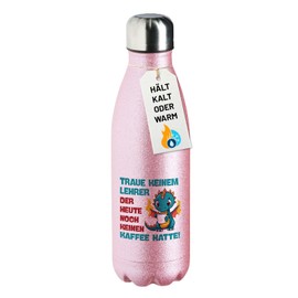 Huuraa Water Bottle Teacher Trust No Coffee Had Gift 500 ml Pink Stainless Steel Teacher Trust Present