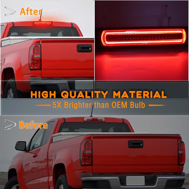 ZDEERAOTO Smoked Lens LED 3rd Third Brake Light Replacement for