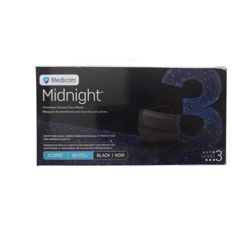 Medicom Midnight Procedure Earloop Face Masks - Box of 50