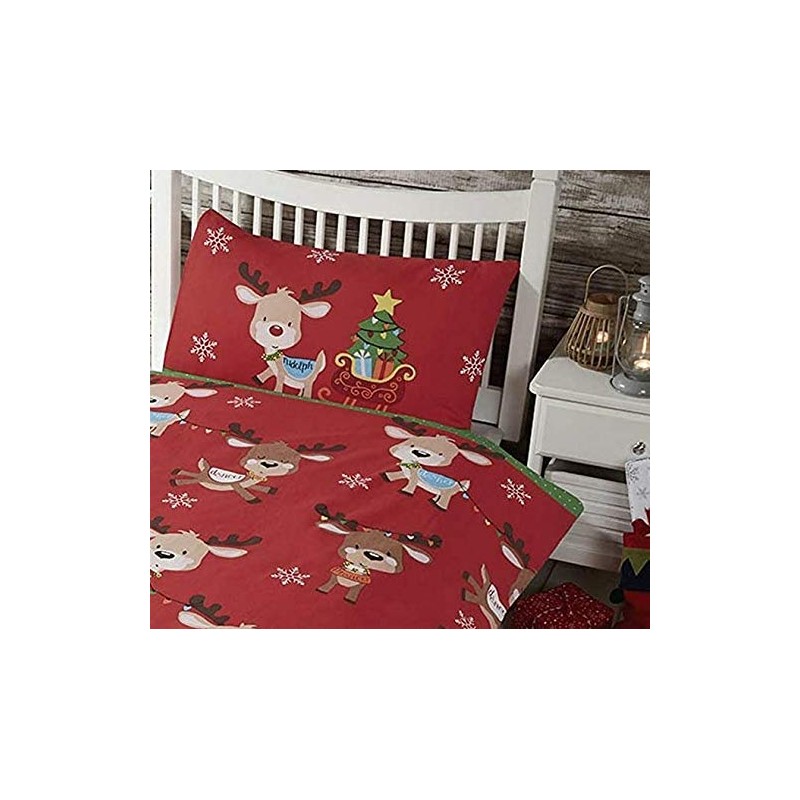 Rapport Home Rudolph & Friends Duvet Cover Set, Polycotton, Red,2