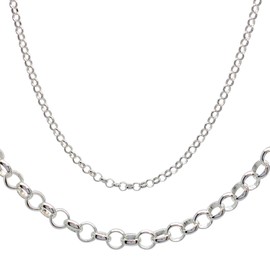 Designer Inspirations Boutique 22" Inch Sterling Silver 3.3 mm Thick Round Large Link Belcher/Rolo Chain Necklace for Men Women Unisex - Weight: 7.1 Grams