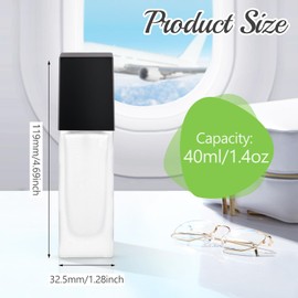 6 Pcs 40ml/1.4oz Frosted Glass Pump Bottles Empty Pump Dispenser Cosmetic Vial Containers with Black Press Pump Head for Essence Lotion Liquid Foundation Sunscreen
