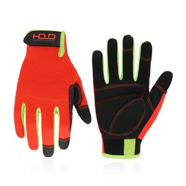 Handlandy Mens Work Gloves Touch screen, Flexible Breathable Utility Gloves (Extra Large, Orange)