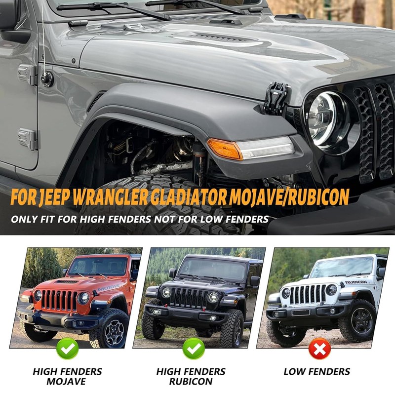 Front & Rear Fender Flares Compatible with 2020-2024 Jeep Wrangler