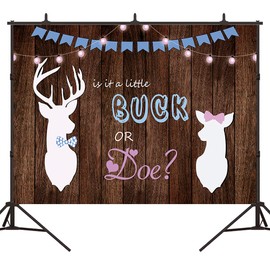 Bellicremas Rustic Wood Buck or Doe Gender Reveal Backdrop Pink and Blue Boy or Girl Gender Reveal Party Background He or She Baby Shower Photography Banner Props