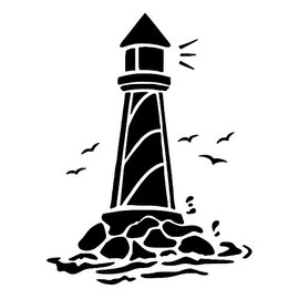 LIGHTHOUSE Stencil Rocks Birds Coastline 8" x 10" Plastic Sheet NEW S36