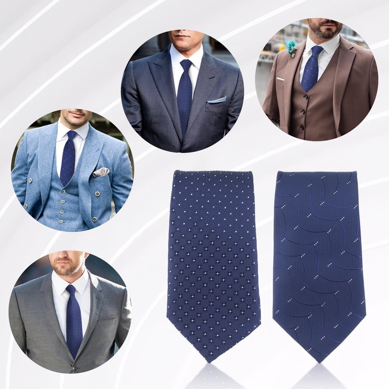 2PCS Men's Clip-on Ties - Solid Uniform Pre-tied Adjustable Neck