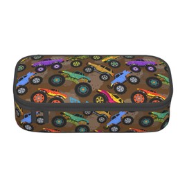 HKHEHOP Monster Cartoon Truck Pencil Case Big Capacity Storage Pencil Pouch Stationery Bags With Zipper Portable Pen Holder Box Organizer For Boys Kids Student College School Office Supplies