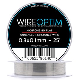 WIREOPTIM - 0.3mm x 0.1mm - Nichrome 80 Resistance Wire – 25 Feet