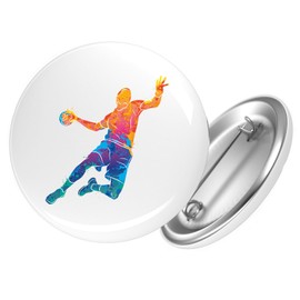 Huuraa Ansteckbutton Handball bunte Silhouette Geschenk Größe 59mm Handball Accessoire