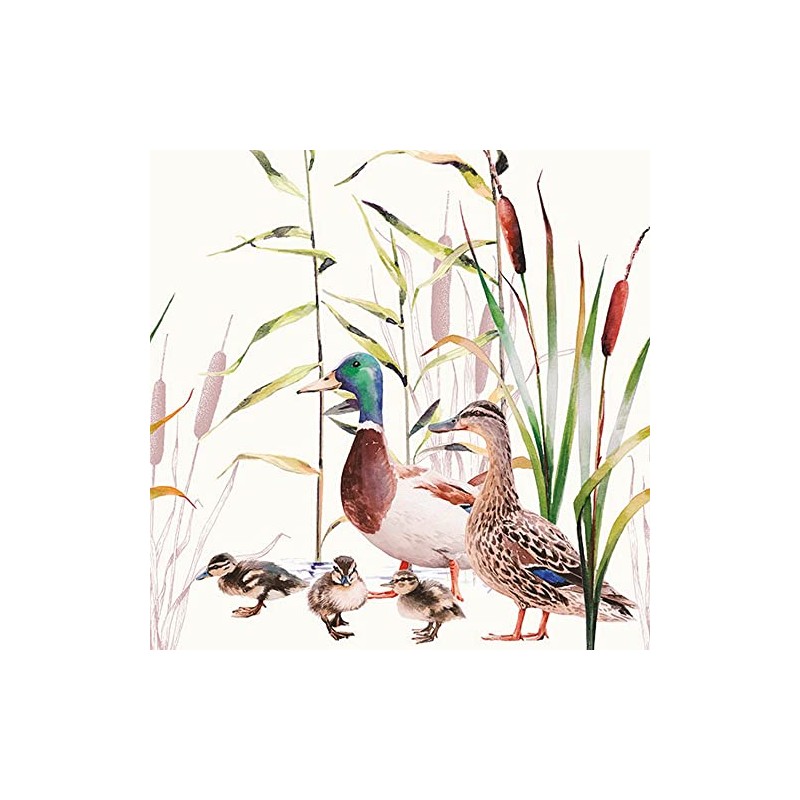 20 Napkins Wild Ducks with Chicks | Animals | Pond