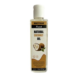 Raslok Wood Pressed 100% Natural Coconut Oil | Naturally Process | Natural Flavor | Pure Coconut Oil | Ideal for culinary, skincare, and hair care purposes. (7 oz)