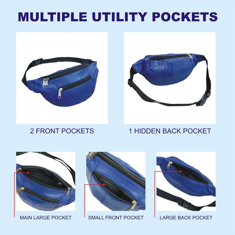RAS WALLETS Genuine Leather Waist Hip Bum Bag Money Belt