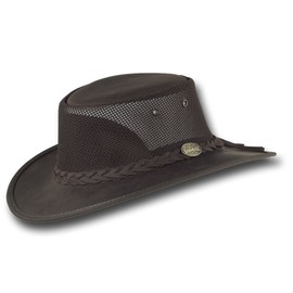 Barmah Hats Foldaway Bronco Cooler Leather Hat - Item 1062 (Large, Brown)