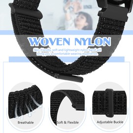 Huamanlou Nylon Watch Straps 16mm 18mm 20mm 22mm Quick Release Watchband for Men and Women, Adjustable Breathable Woven Sport Straps, 2 PACK