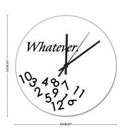 Tiukiu PVC Wall Clock 10in Silent Non-Ticking Whatever Hanging Wall Clock Funny Retirement Battery Operated Funny Round Wall Clock Decor for Living Room Bedroom and Kitchen Office