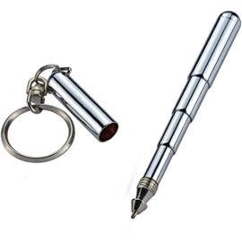 Silver Retractable mini pen made of stainless steel Metal Tool Pen Retractable Pocket Pen Keychain Dad Gadgets, Birthday, Christmas for Students, Office Staff, Construction Workers，Pens and Refills