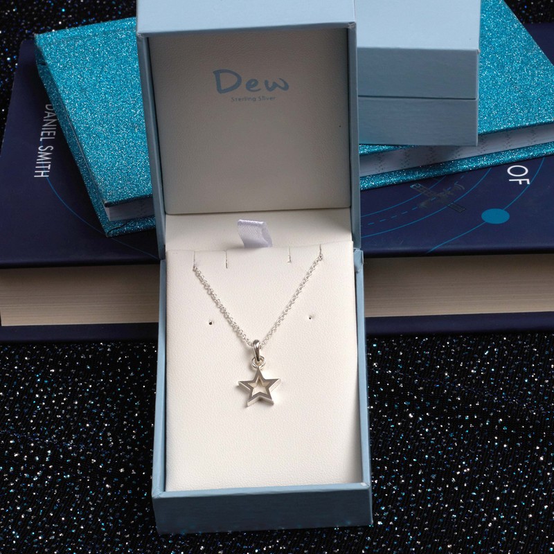 Dew Sterling Silver Open Star 18" Necklace