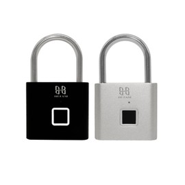 HIFAM Fingerprint Padlock, Smart Padlock, Biometric Lock for Locker, Biometric Padlock with Type C Rechageable, Suitable for Gym Locker, School, Sports, Storage (Black & Silver)