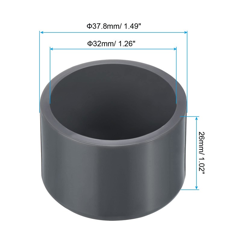 PATIKIL 32mm UPVC Pipe End Cap Fitting, 15 Pack Furniture