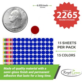Sticky Dots Colourful 10mm Round Labels - Size 1cm Stickers 2265 Value Pack of Royal Green