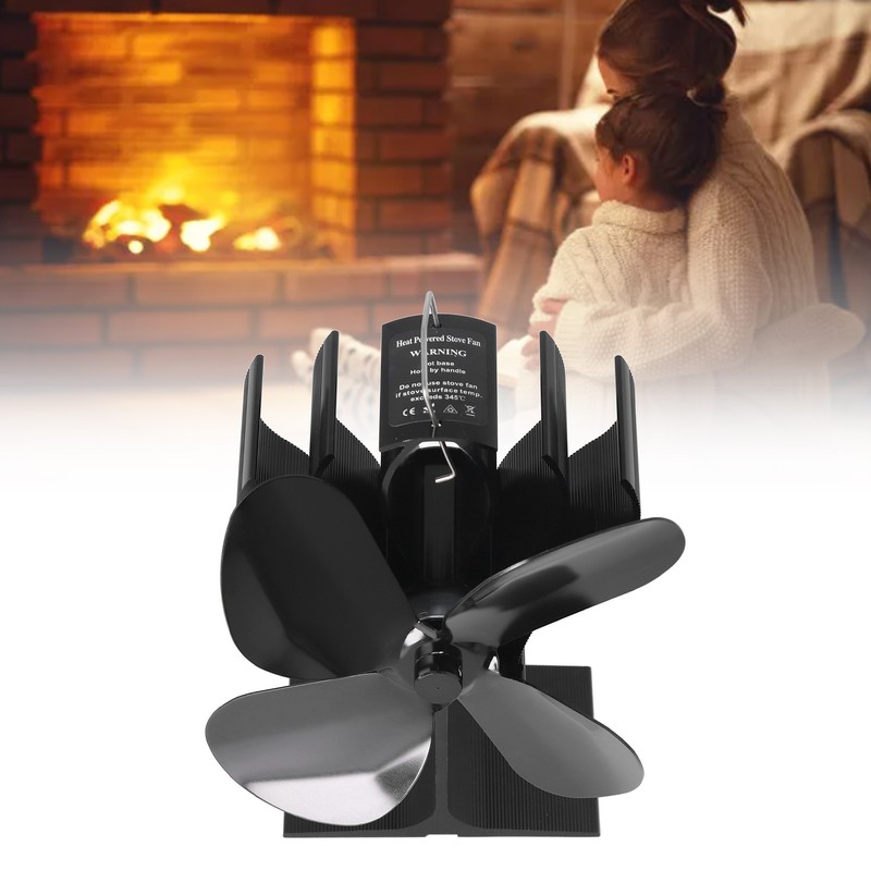 4 Blade Fireplace Fan Aluminium Alloy Heat Powered High Temperature