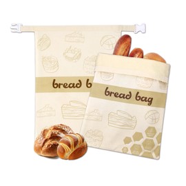 HXTDZSWHE 2 Pack Reusable Bread Bags for Homemade Bread,cotton Beeswax bread Bag, Freezer-Safe or other Food Storage for Keeping Fresh,12"x17"in