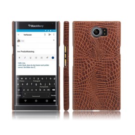 Zshoin for BlackBerry Priv Case,Croco Premium PU Leather Protective Cases Simple Deurable and Lightweight Case for BlackBerry Priv (Brown)