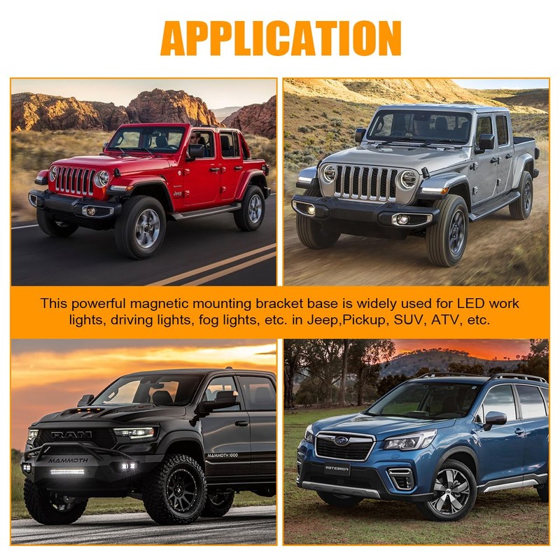 Magnetic Light Bar Mount, Powerful Magnetic Base LED Light Bar