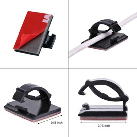 SAISN Adhesive Clips Strong Wire Holders 100 Pack Self-Adhesive Wire Clip Cable Cord Desk Management for Office Home and Car