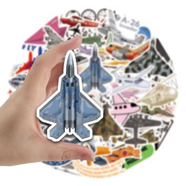 50 Pcs Aircraft Stickers for Water Bottle,Bike,Guitar,Laptop, Computer,Skateboard, Motorcycle,Luggage,Scrapbook,Cool Airplane Vinyl Stickers,Waterproof Decals,Gift for Kids Adults Teens