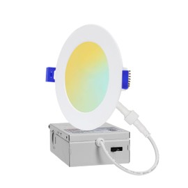 GLOWNOVA 1-Pack of 4-Inch Ultra-Slim LED Downlights with Junction Box, Adjustable Color Temperatures (2700K-5000K), 9W EQV to 75W, Dimmable, 950LM Luminance - ETL and Energy Star Certified