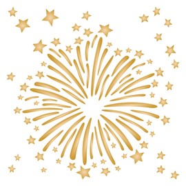 Fireworks Stencil - 21.5 x 21.5 cm (L) - Reusable New Year's Eve Stencil for Pyrotechnic Celebration, Sparklers, Party Wall Stencil