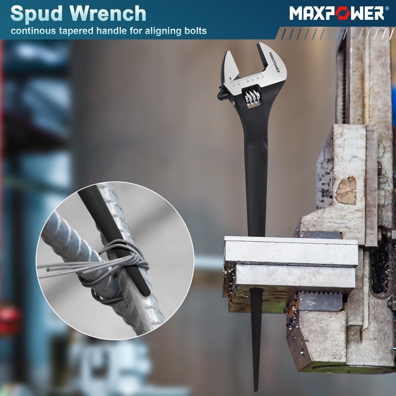 MAXPOWER 16 inch Spud Wrench, Max Jaw Opening 1-9/16 inch