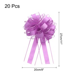 MECCANIXITY 20pcs 8 Inch Large Big Pull Bow Organza Gift Wrapping Bows Ribbon for Wedding Car Baskets Presents Christmas Bow, Purple