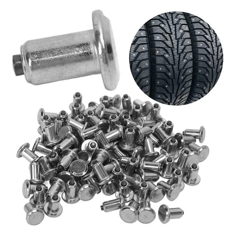 QANYEGN 100PCS Tire Studs Silver, Car Tire Snow Spikes, Universal